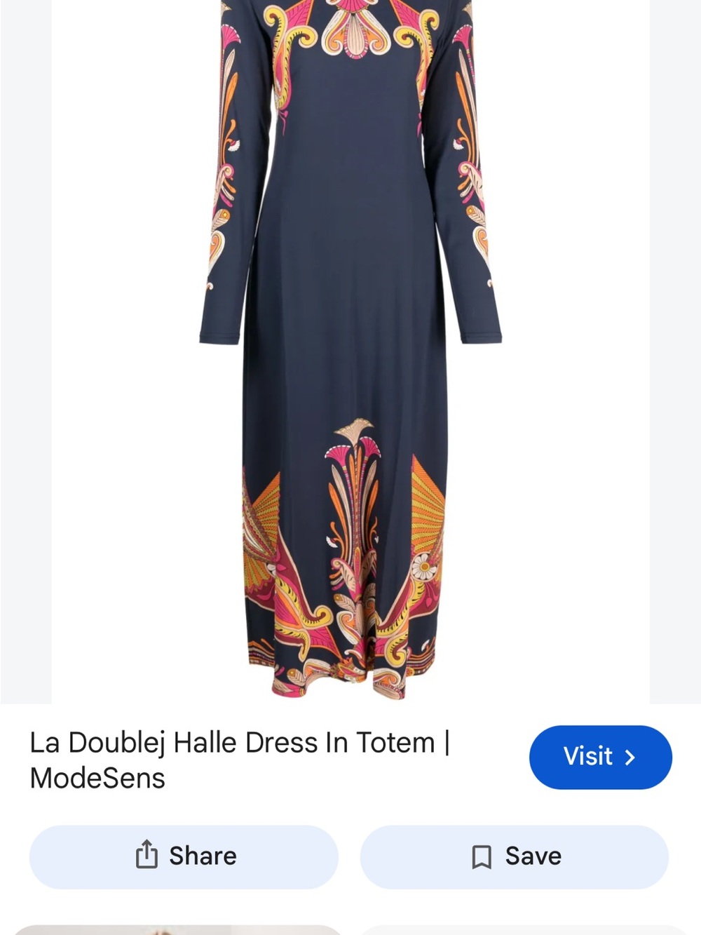 LA DoubleJ Navy Maxi Dress with Pink & Orange Totem Print